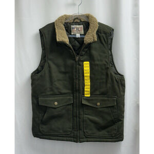 WP WEATHERPROOF Men's Workwear Vest Size Medium Olive Green Quilted Sherpa
